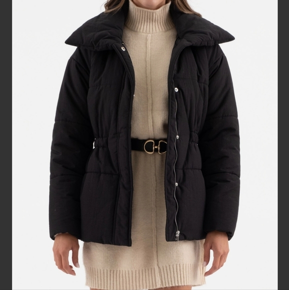 #9184🛑M, L Brand New! Elastic Waist Zip-Up Puffer Jacket - Picture 9 of 10